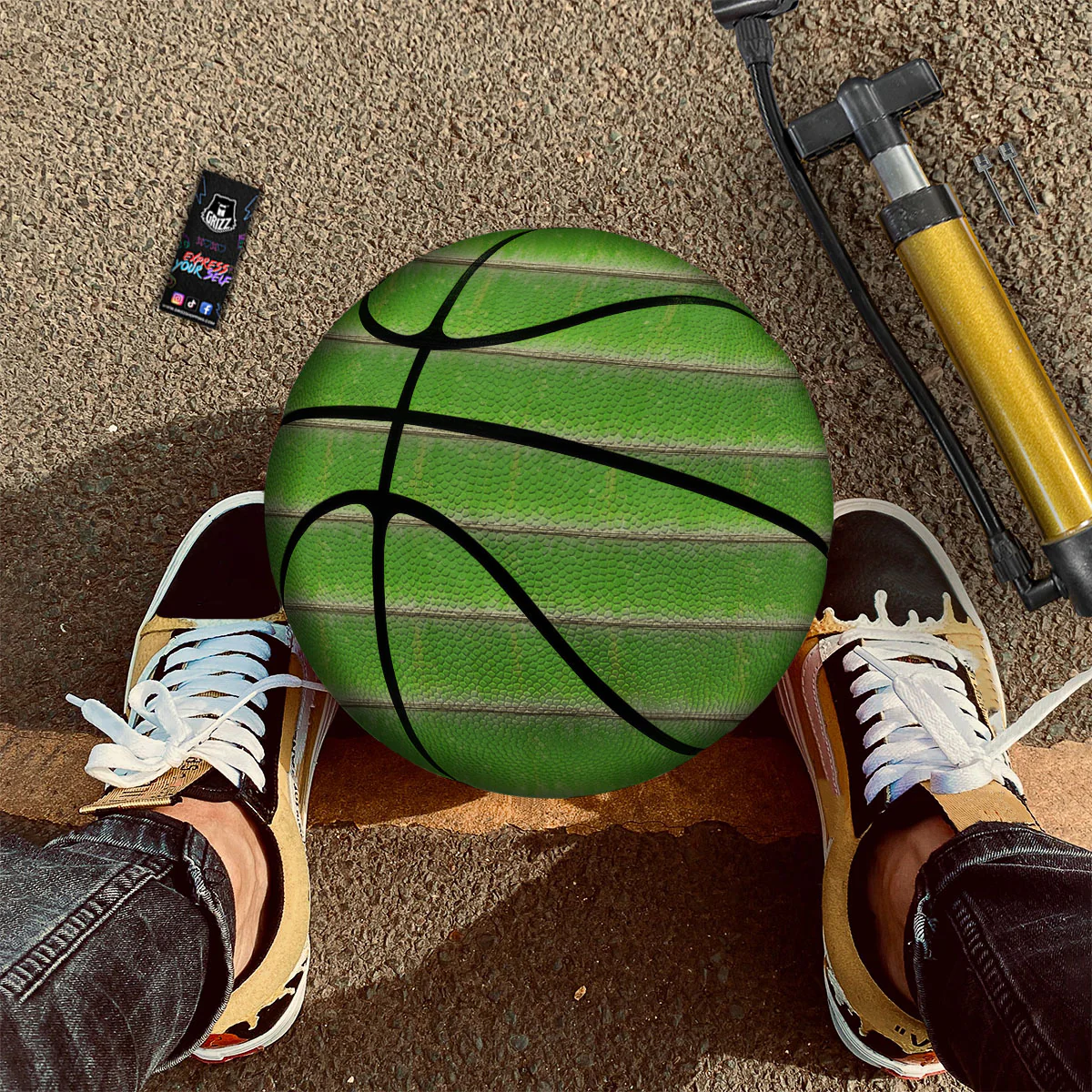 Texture Bamboo Green Print Basketball - Image 2