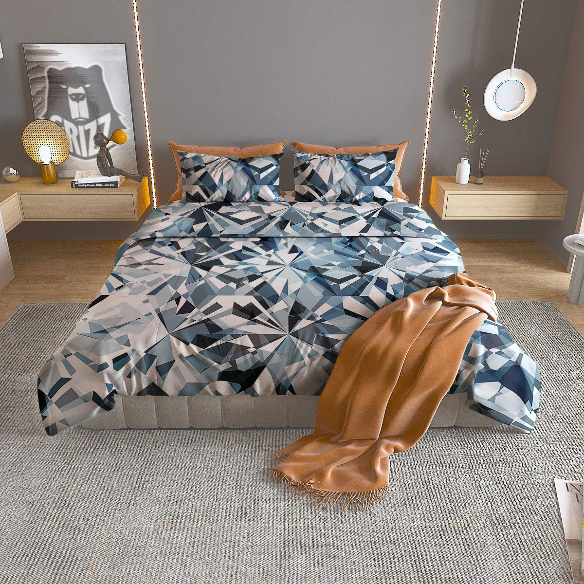 Texture Diamond Print Duvet Cover Bedding Set