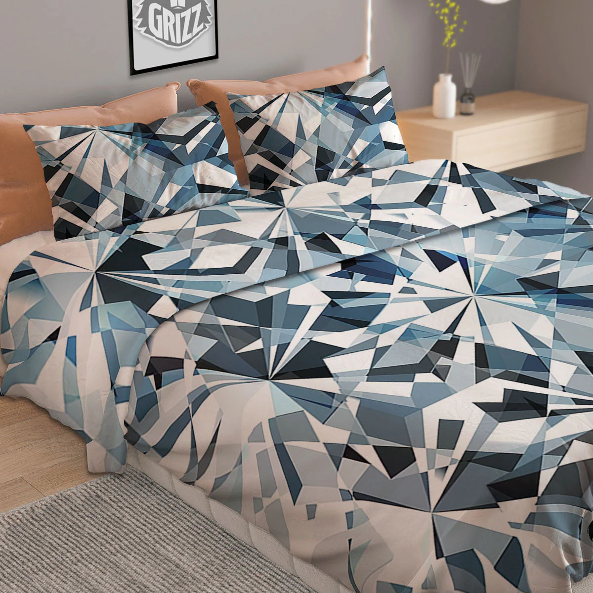 Texture Diamond Print Duvet Cover Bedding Set - Image 2