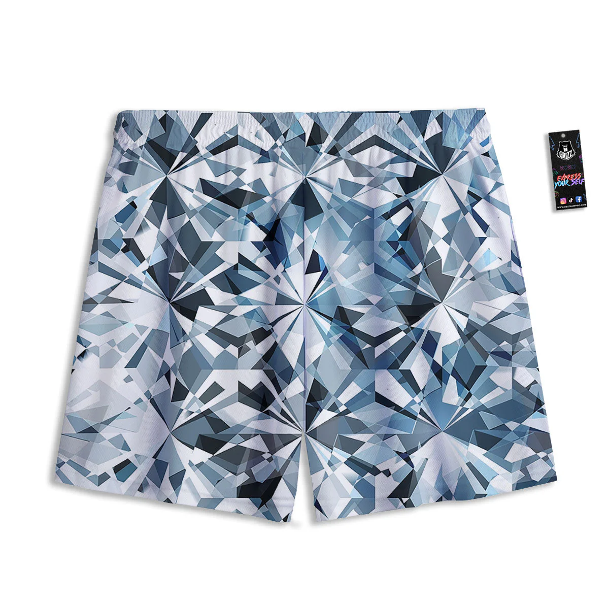Texture Diamond Print Mesh Shorts - Image 2
