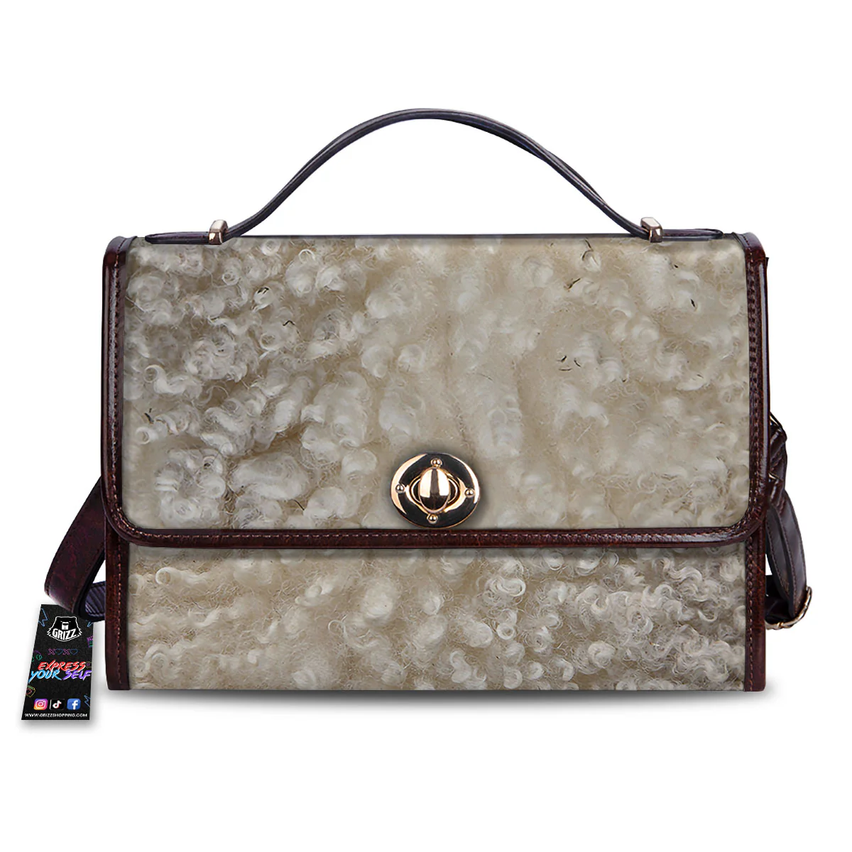 Texture Fur Sheep Print Women's Satchel Bag