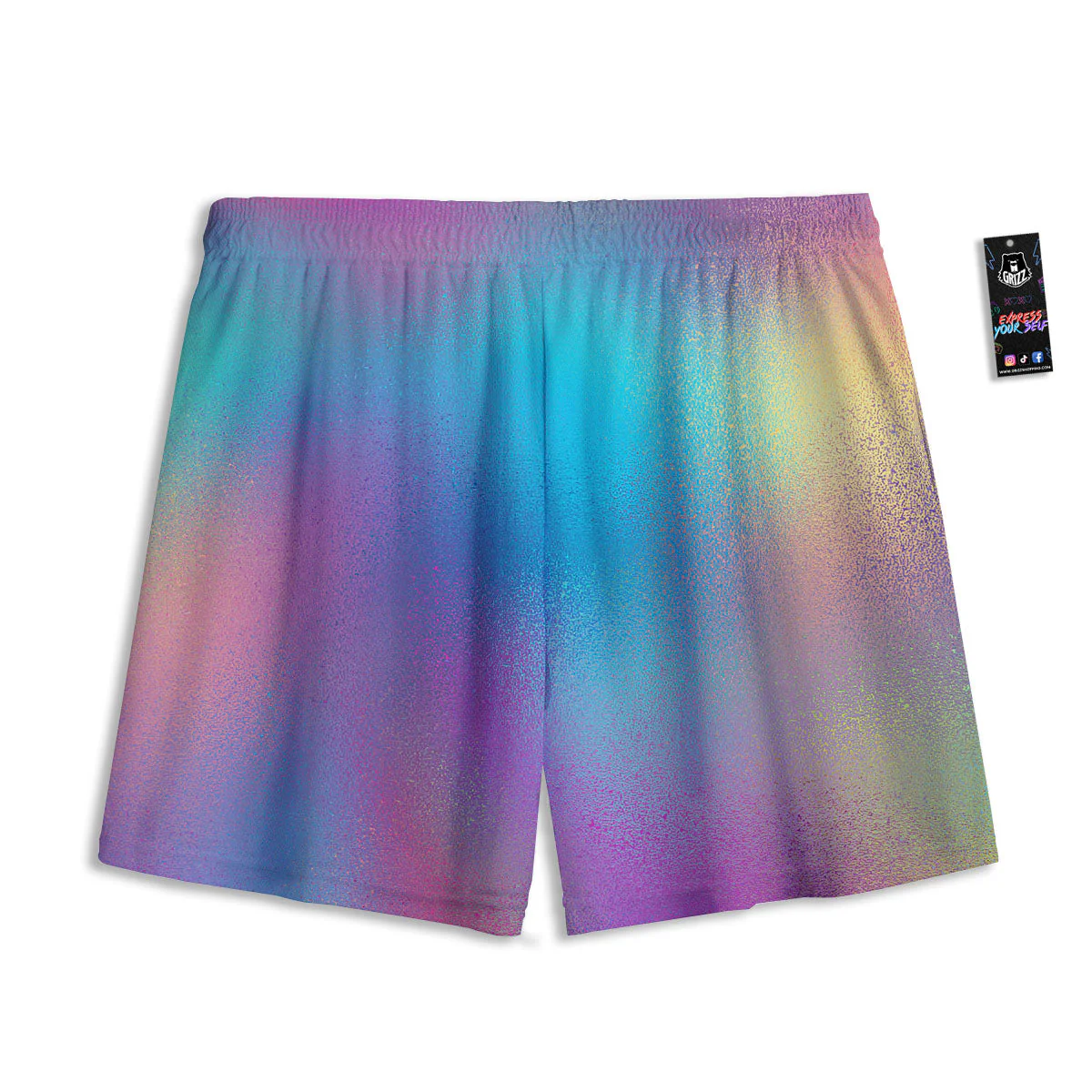 Texture Holographic Print Mesh Shorts - Image 2