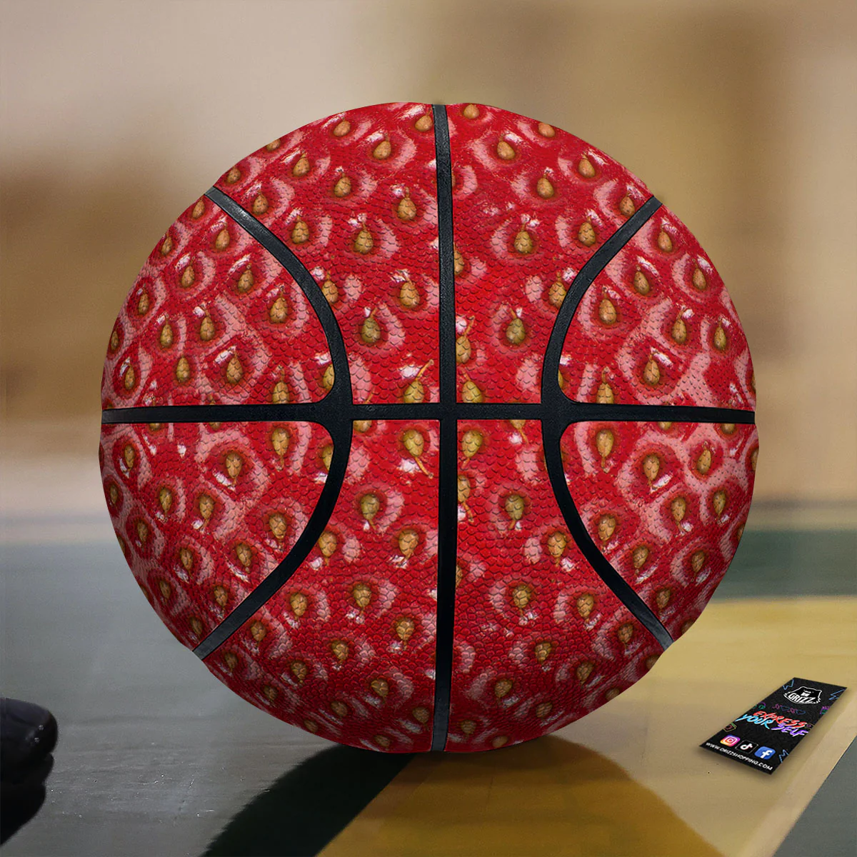 Texture Red Strawberry Print Basketball