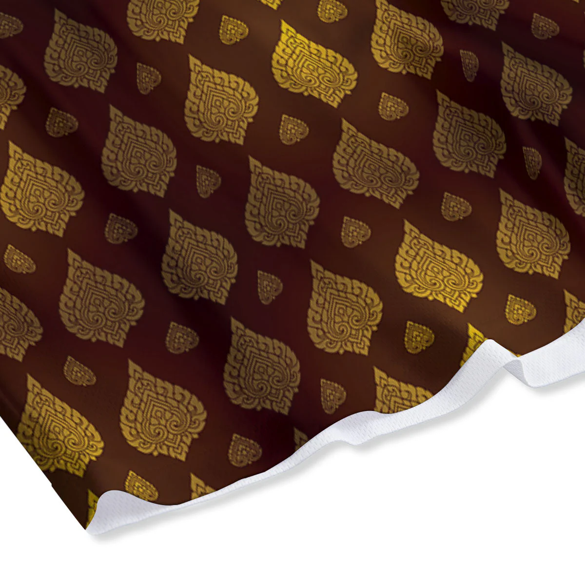 Thai Art Brown And Gold Print Pattern Mesh Shorts - Image 4