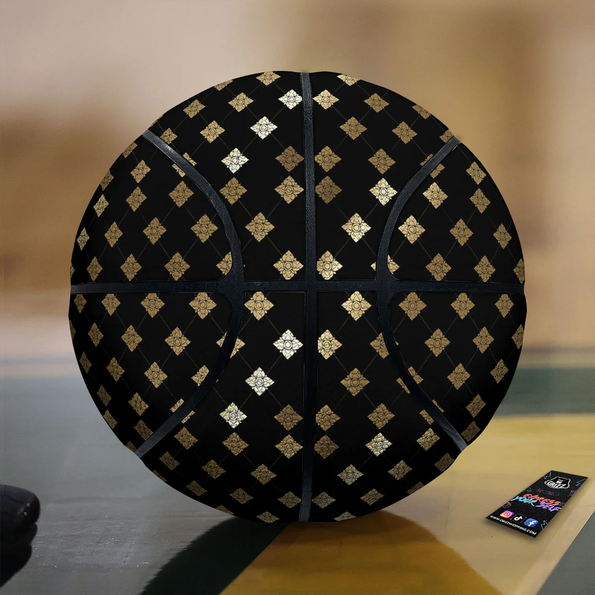 Thai Black And Gold Print Pattern Basketball
