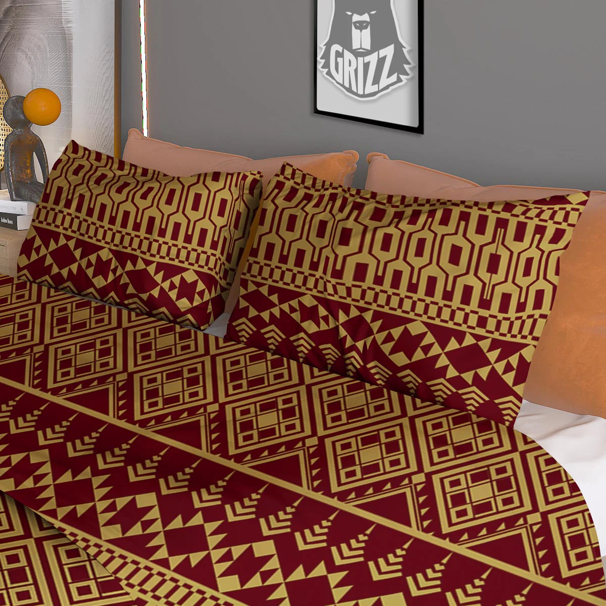 Thai Traditional Print Pattern Duvet Cover Bedding Set - Image 3