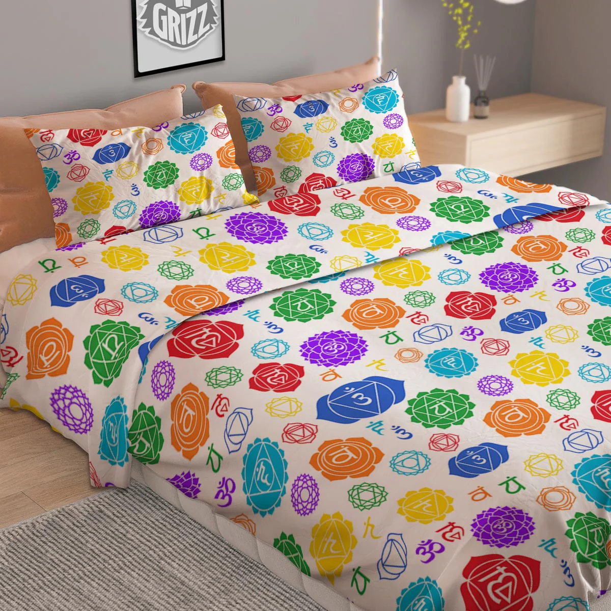 The 7 Chakras And Reiki Print Pattern Duvet Cover Bedding Set - Image 2