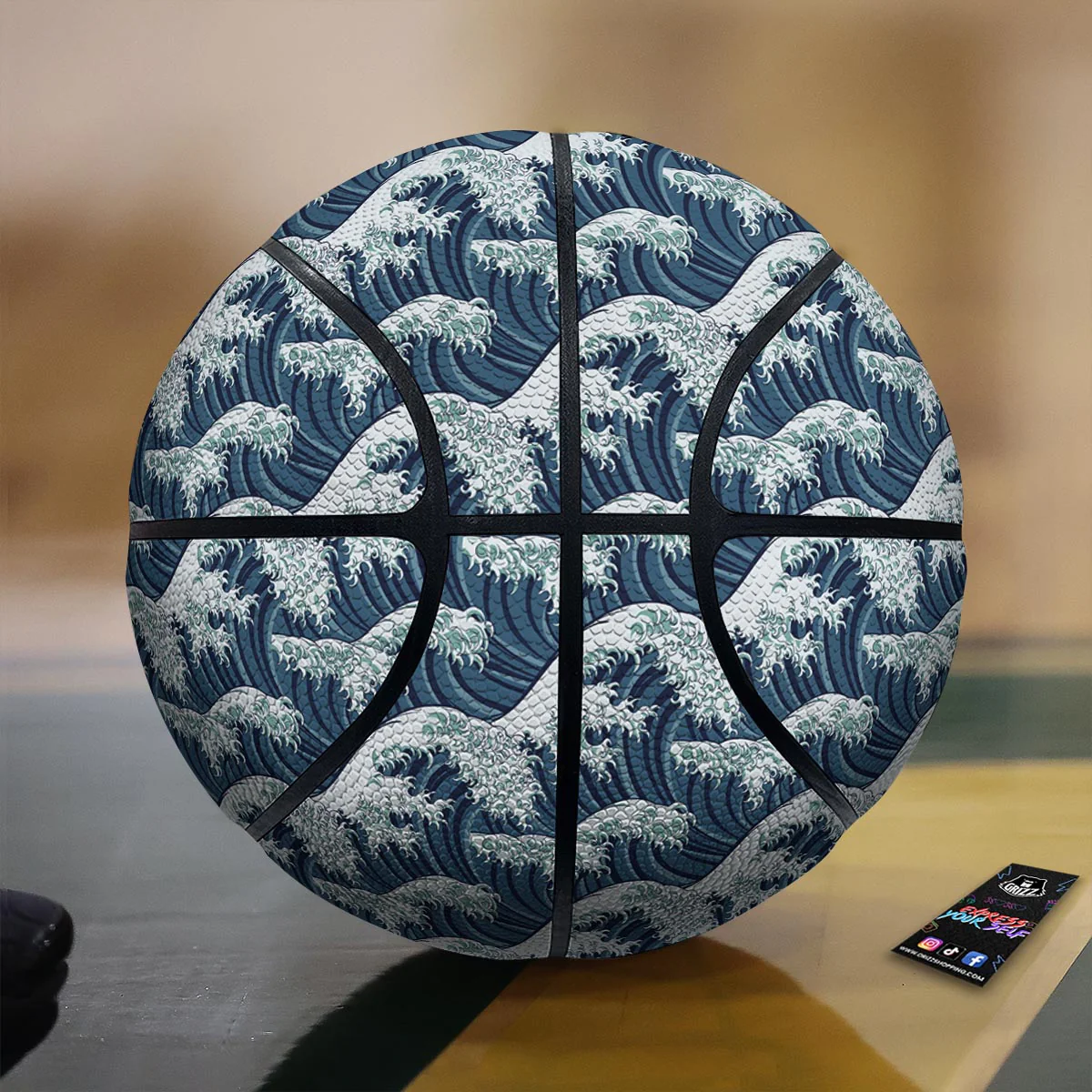 The Great Kanagawa Wave Print Pattern Basketball