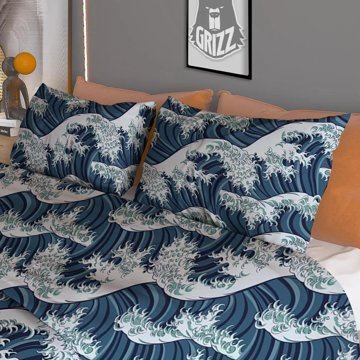 The Great Kanagawa Wave Print Pattern Duvet Cover Bedding Set - Image 3