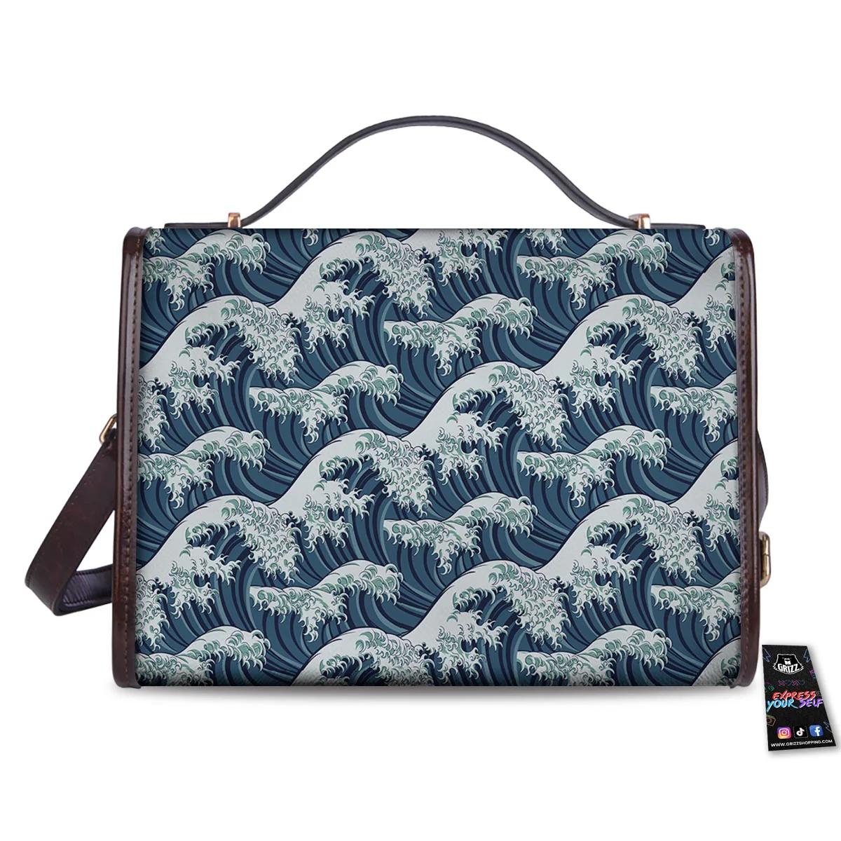 The Great Kanagawa Wave Print Pattern Women's Satchel Bag - Image 2