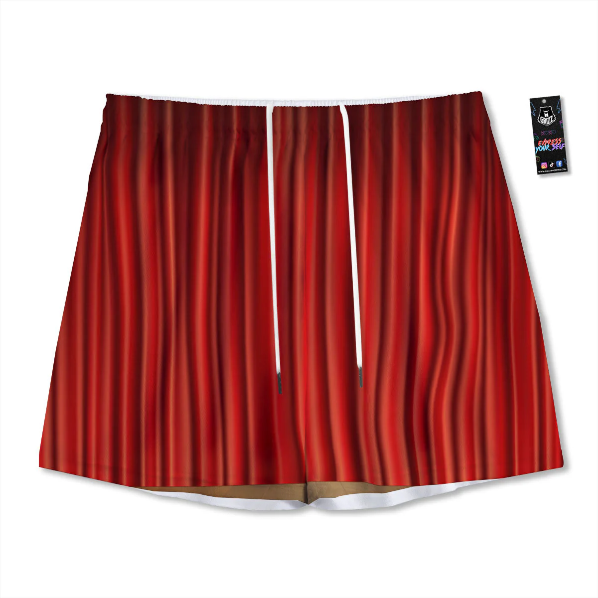 Theater Red Curtain Print Mesh Shorts