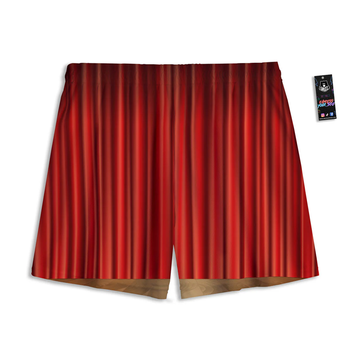 Theater Red Curtain Print Mesh Shorts - Image 2