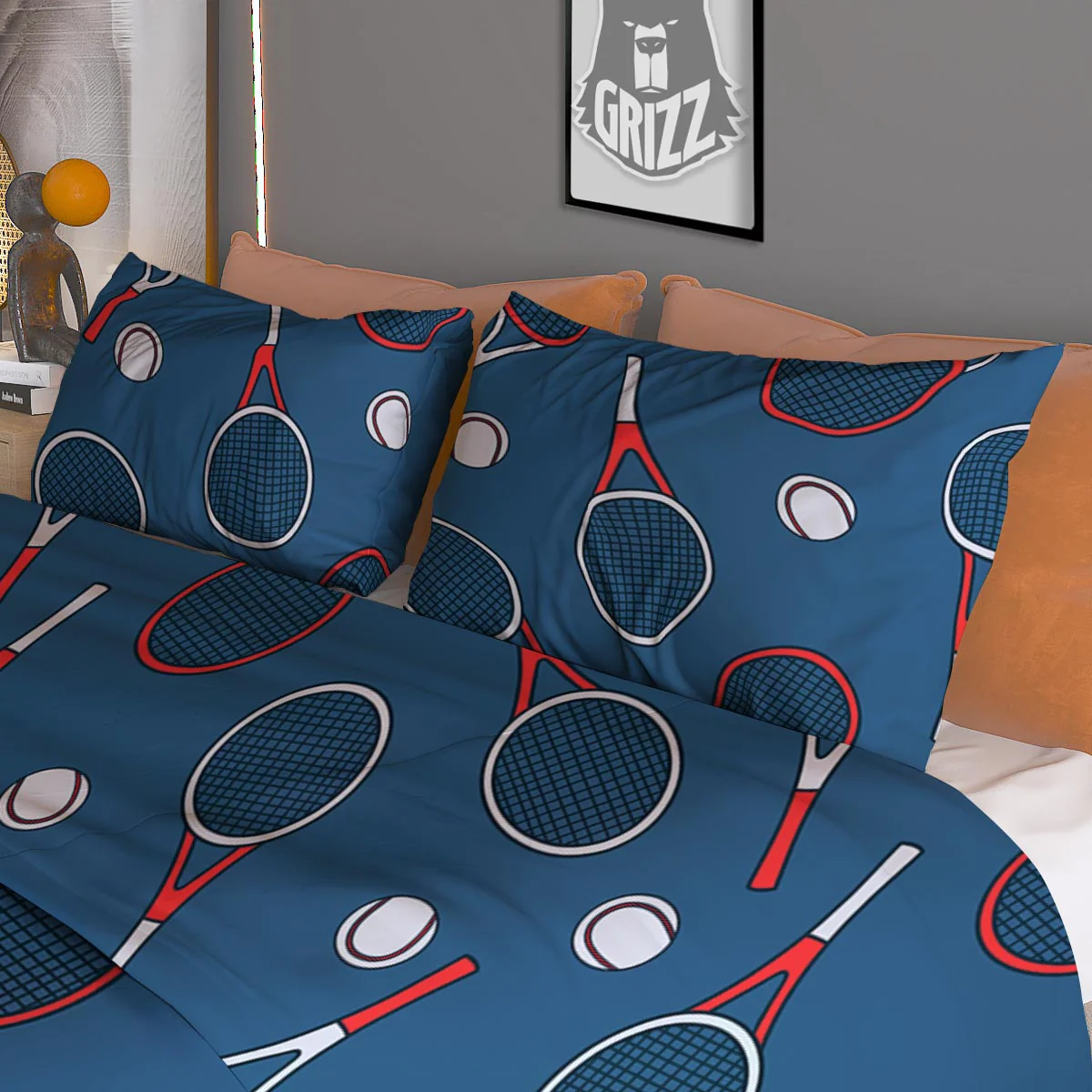 Theme Tennis Print Pattern Duvet Cover Bedding Set - Image 3