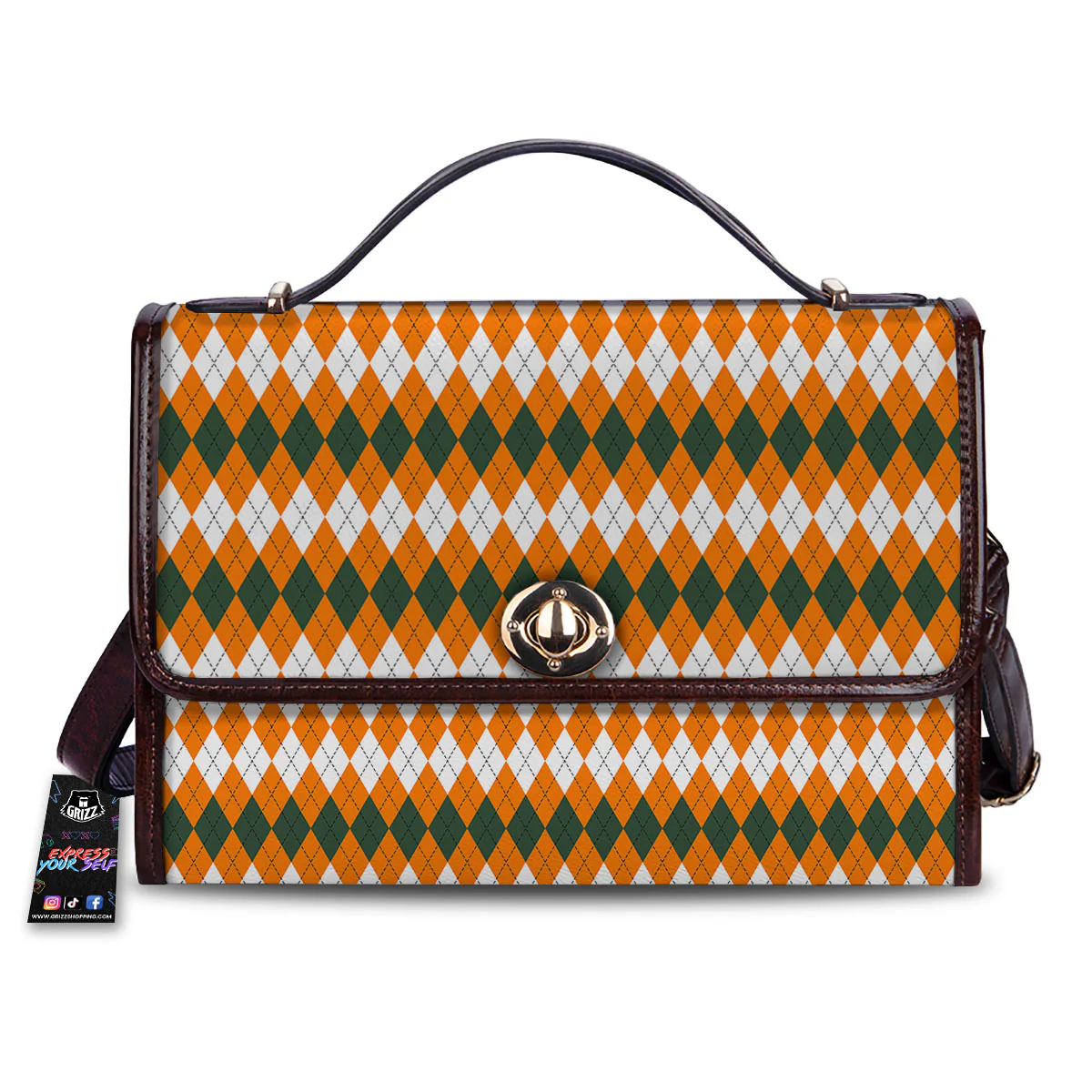 Themed Argyle Halloween Print Pattern Women's Satchel Bag