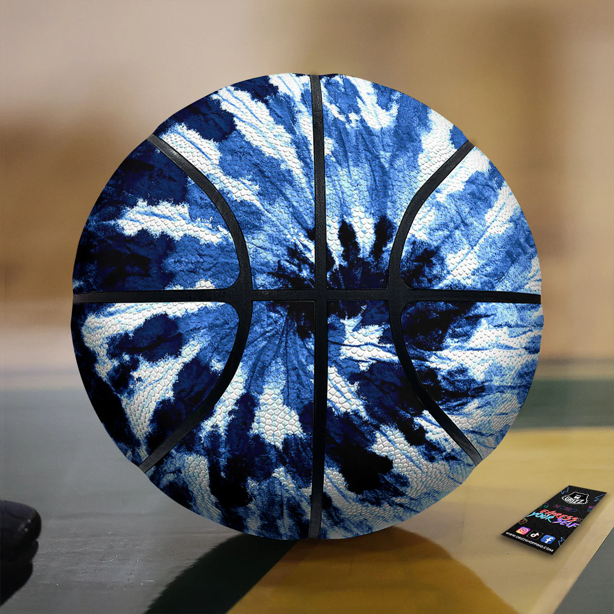 Tie Dye Black And Blue Print Basketball