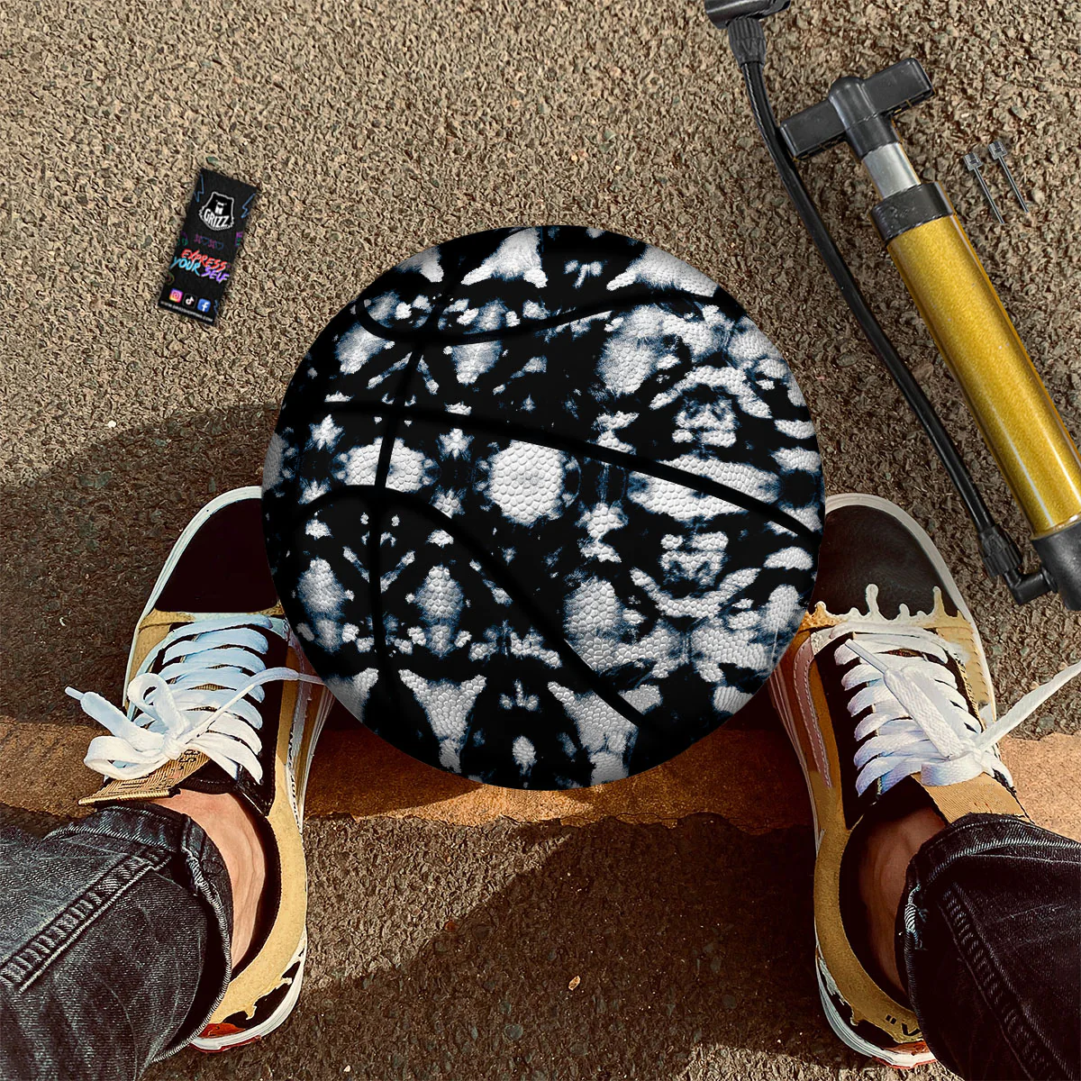 Tie Dye Black Backed Print Basketball - Image 2