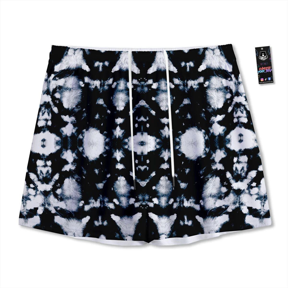 Tie Dye Black Backed Print Mesh Shorts
