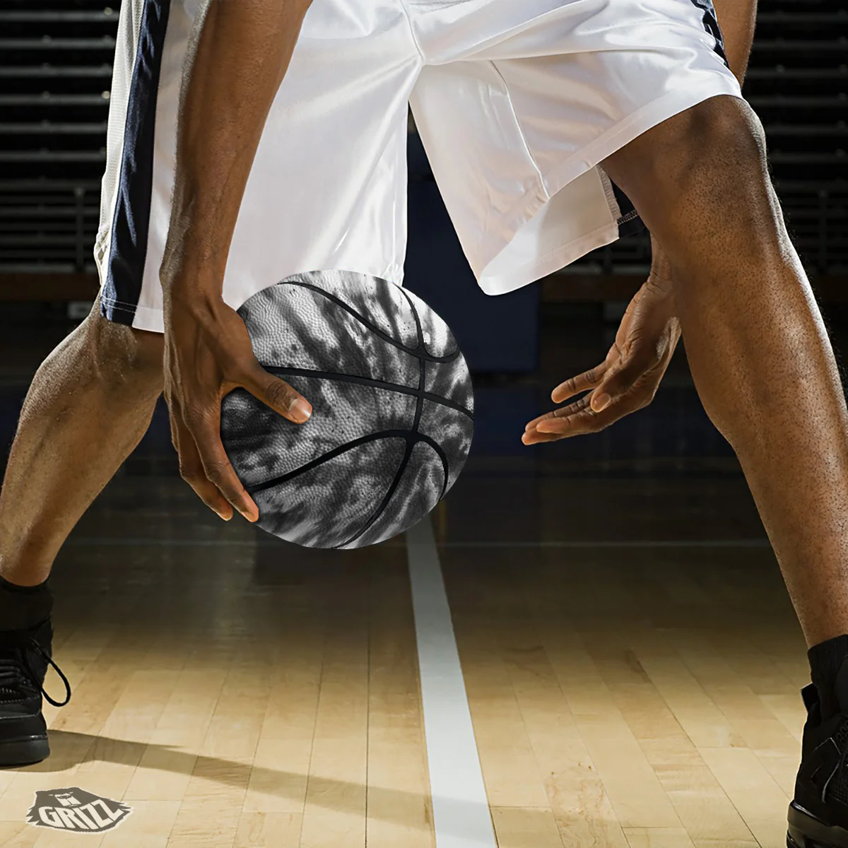 Tie Dye Black White Print Pattern Basketball - Image 3