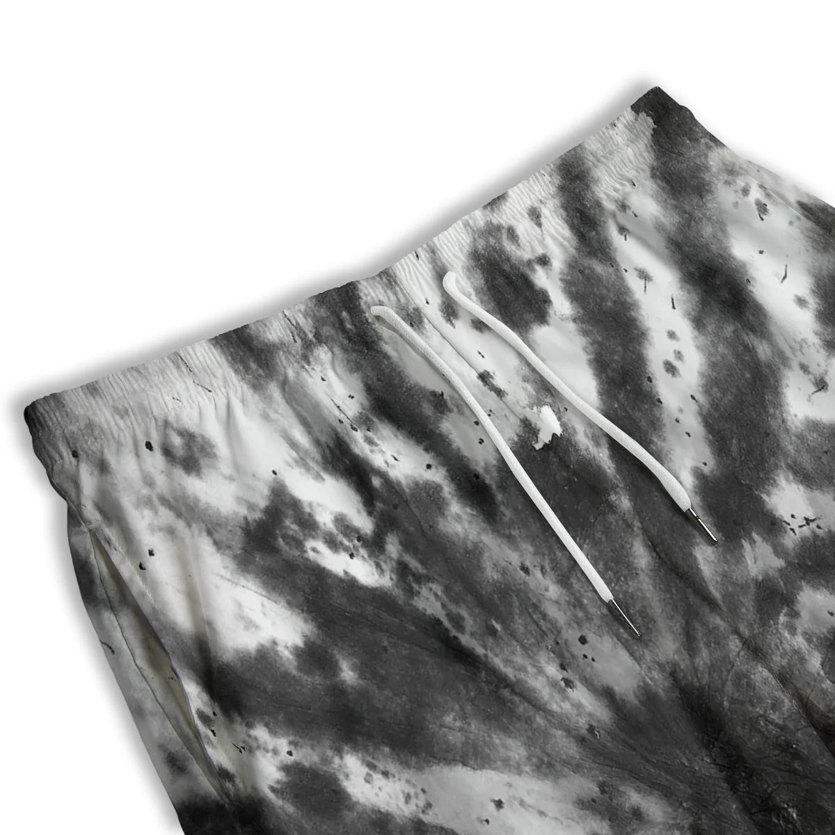 Tie Dye Black White Print Pattern Men's Athletic Shorts - Image 3