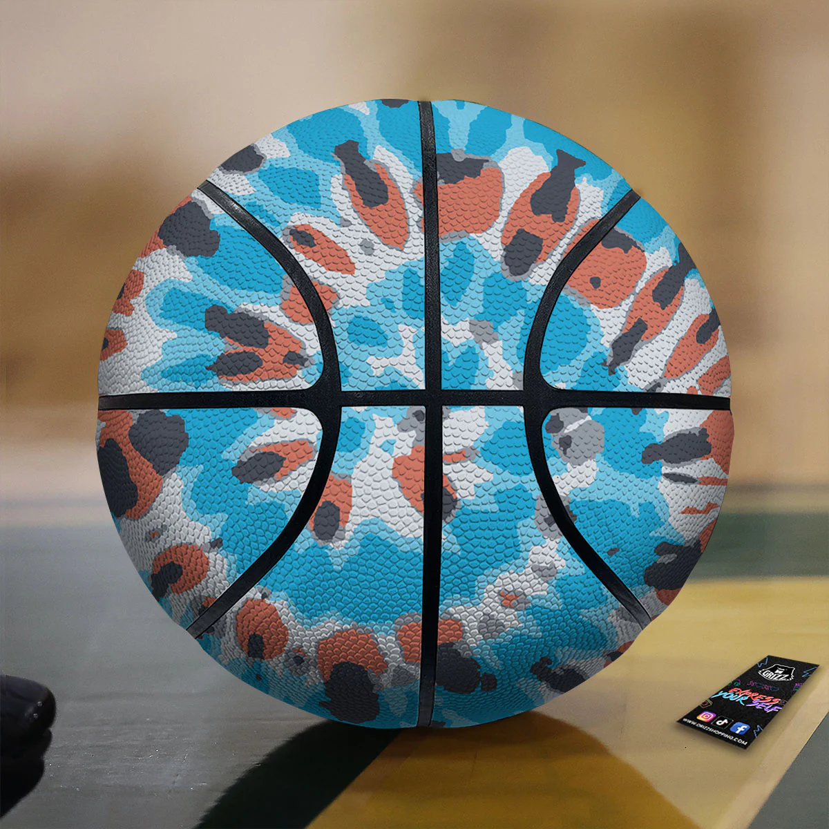 Tie Dye Blue And Orange Print Basketball