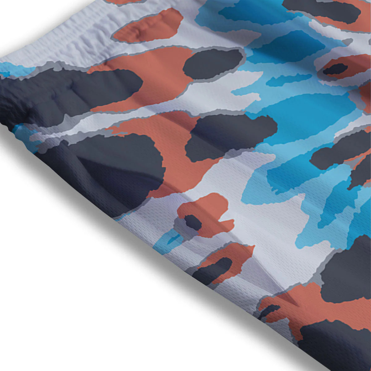 Tie Dye Blue And Orange Print Mesh Shorts - Image 3