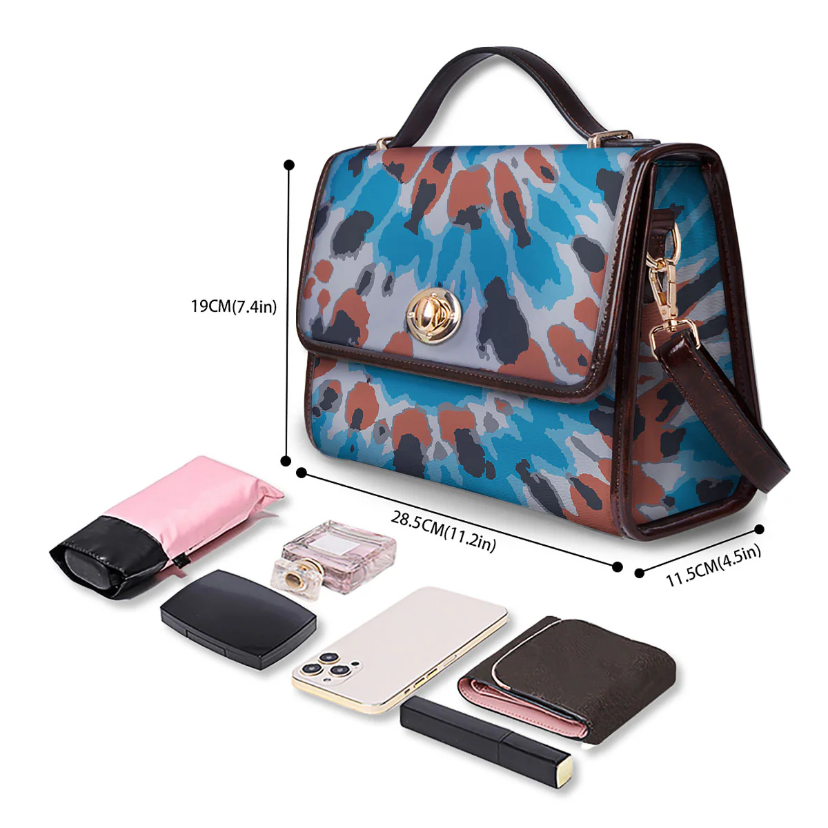 Tie Dye Blue And Orange Print Women's Satchel Bag - Image 4