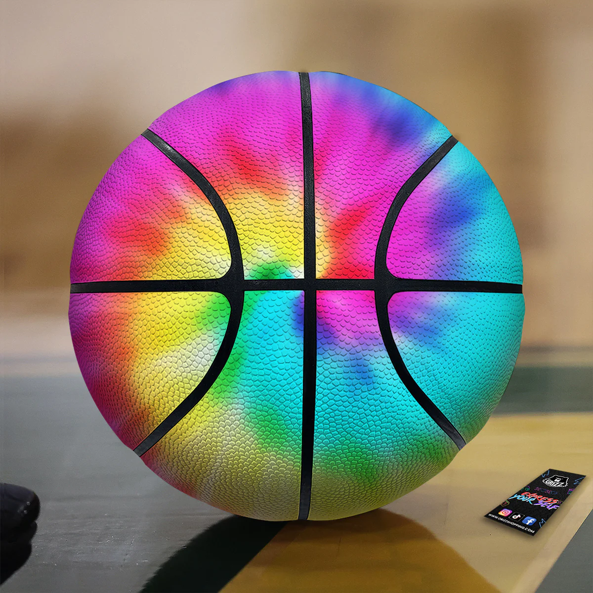 Tie Dye Blue Pink And Yellow Print Basketball