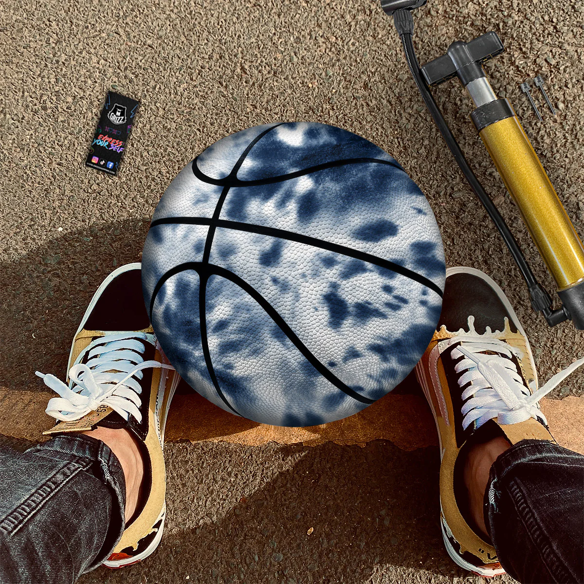 Tie Dye Blue Shibori Print Basketball - Image 3