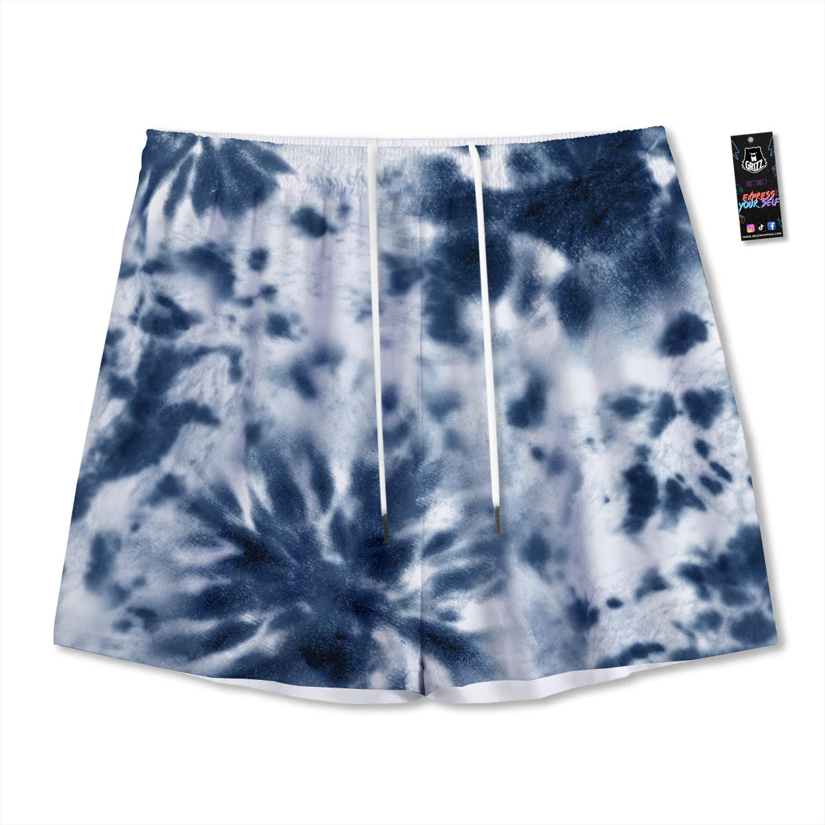 Tie Dye Blue Shibori Print Mesh Shorts