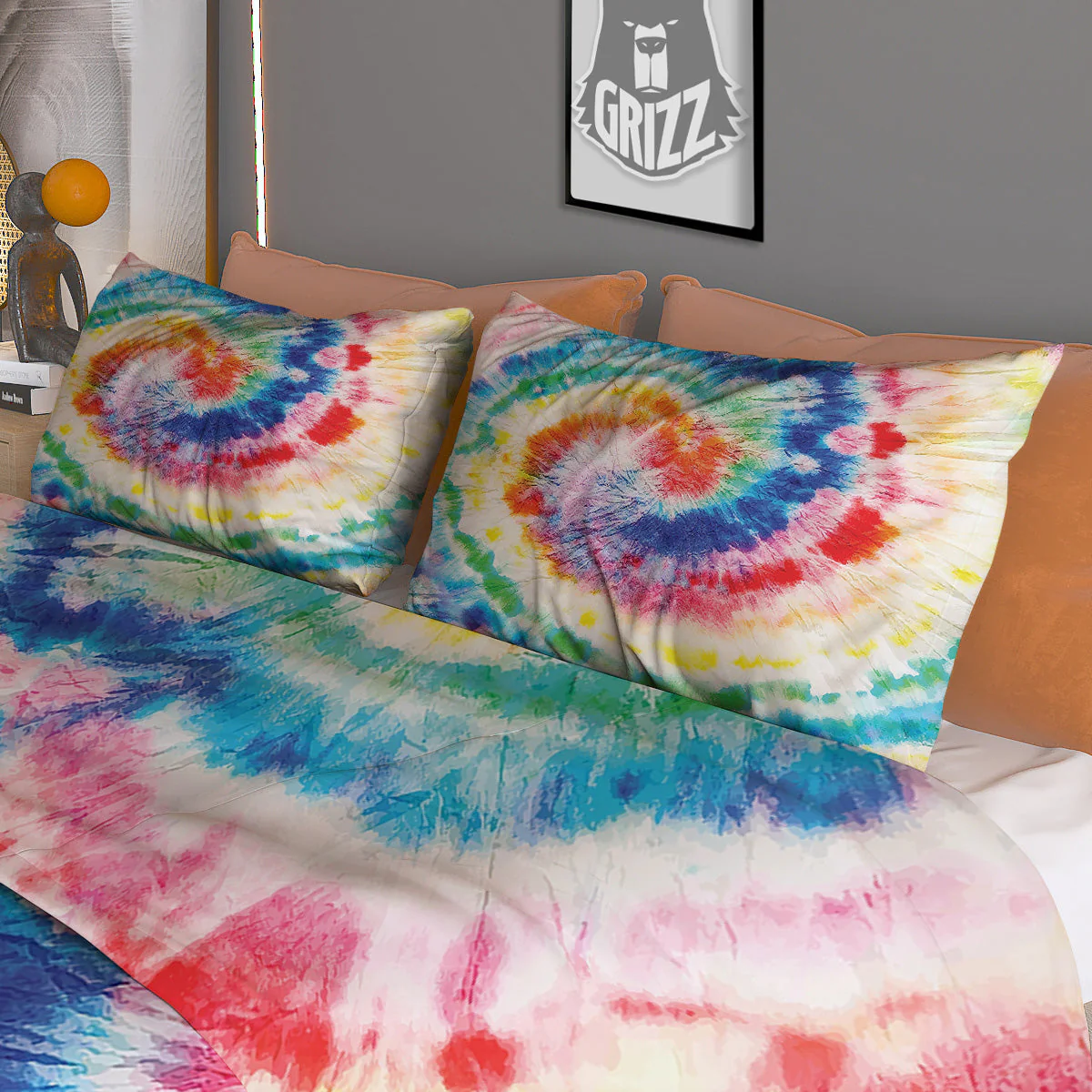 Tie Dye Bright Spiral Print Duvet Cover Bedding Set - Image 3
