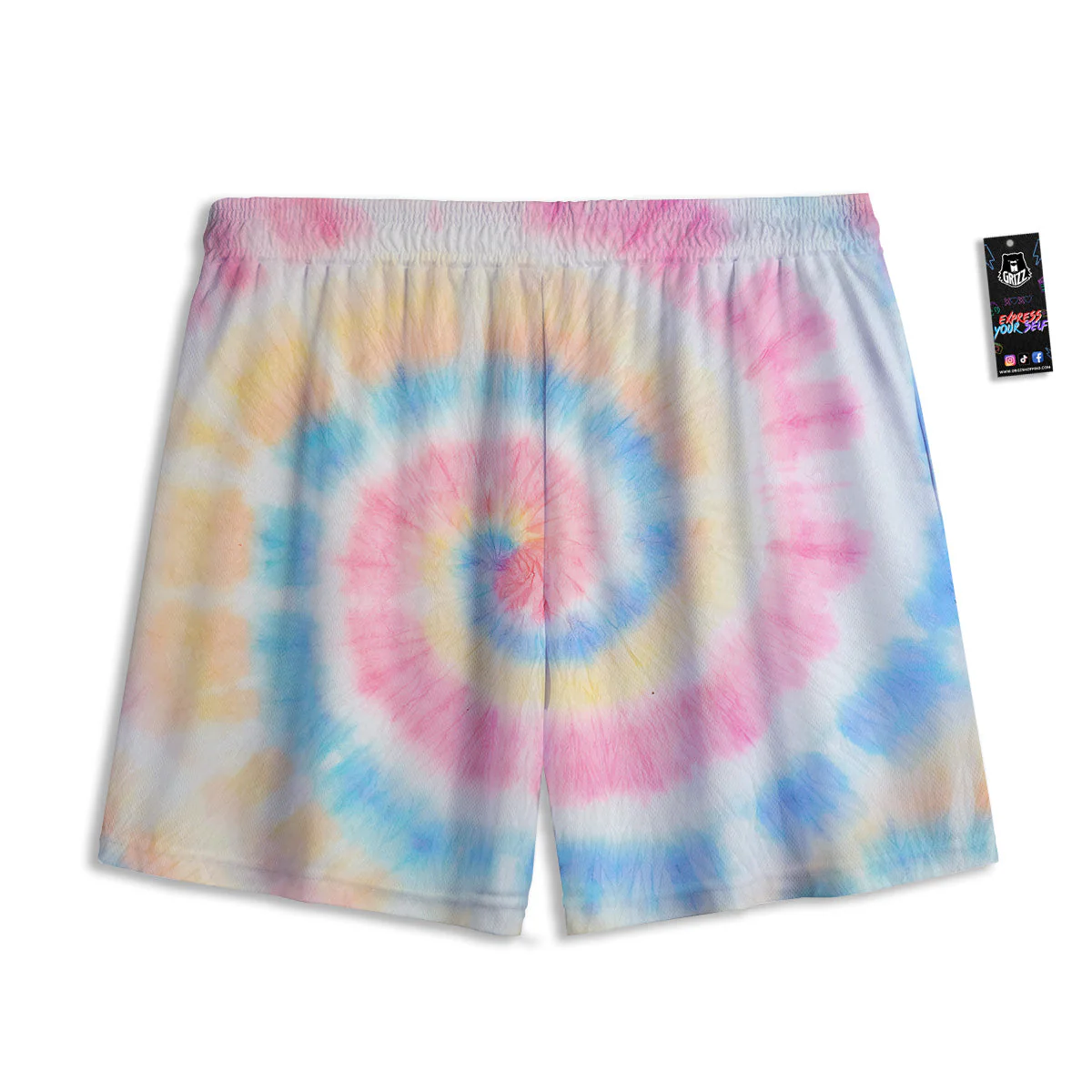 Tie Dye Bright Swirl Print Mesh Shorts - Image 2