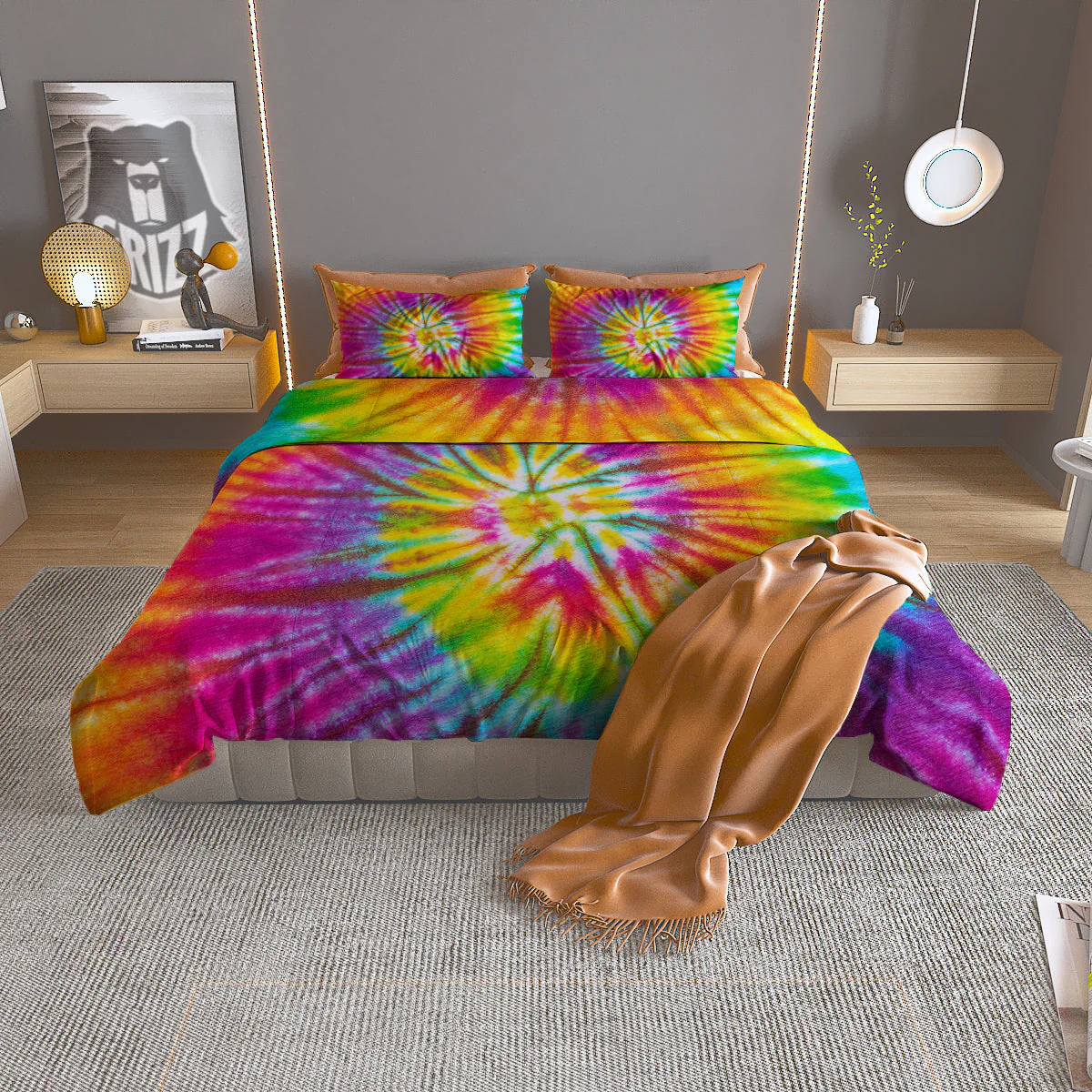 Tie Dye Colorful Hippie Print Duvet Cover Bedding Set