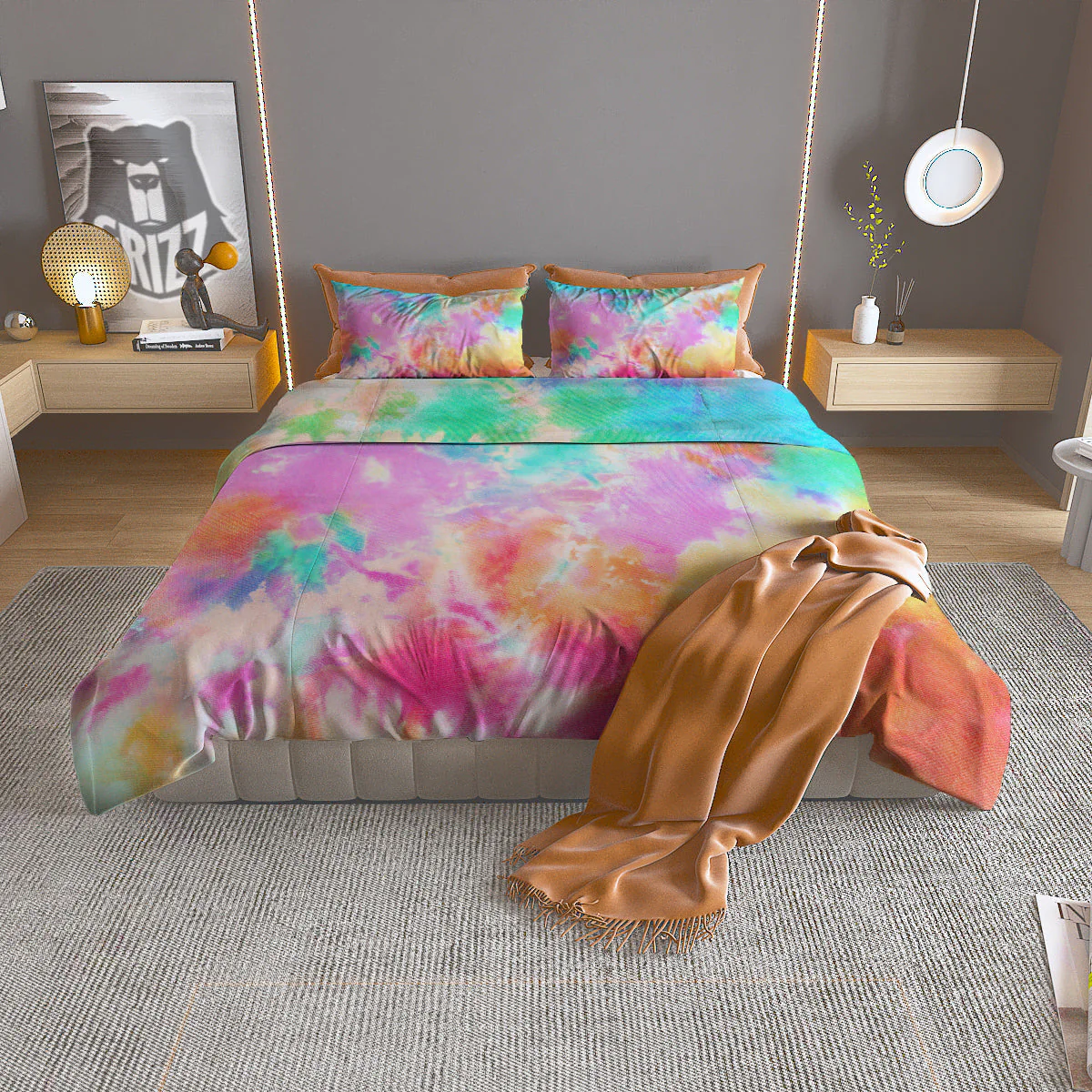 Tie Dye Colorful Print Duvet Cover Bedding Set