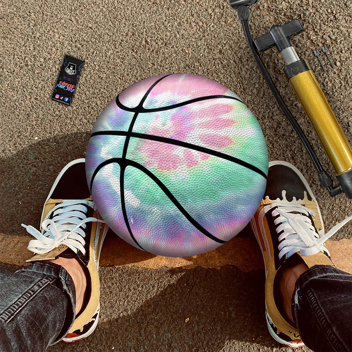 Tie Dye Colorful Spiral Print Basketball - Image 3