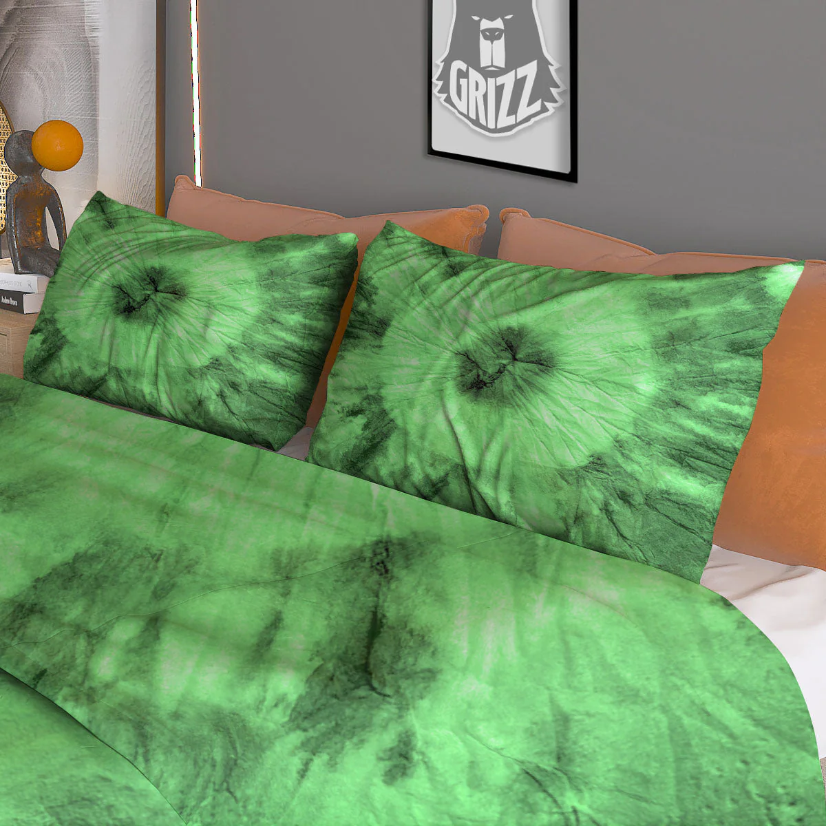 Tie Dye Green Print Duvet Cover Bedding Set - Image 3