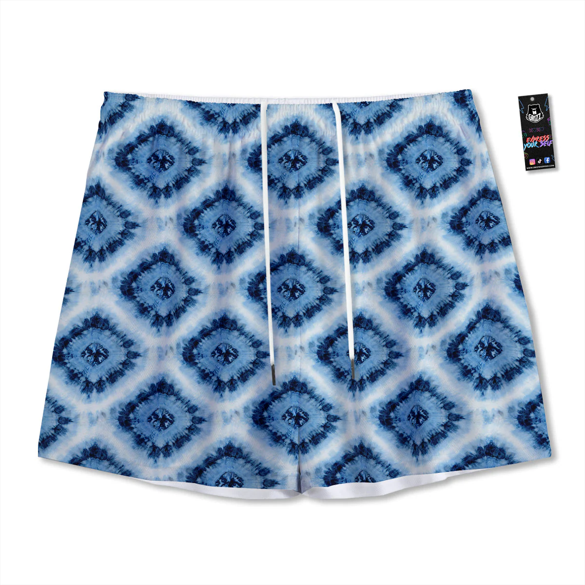 Tie Dye Indigo Color Blue Print Mesh Shorts