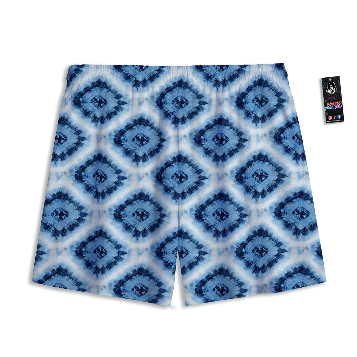 Tie Dye Indigo Color Blue Print Mesh Shorts - Image 2