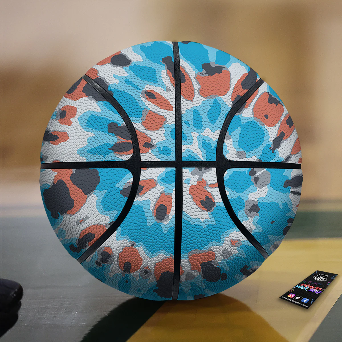 Tie Dye Orange And Blue Print Basketball