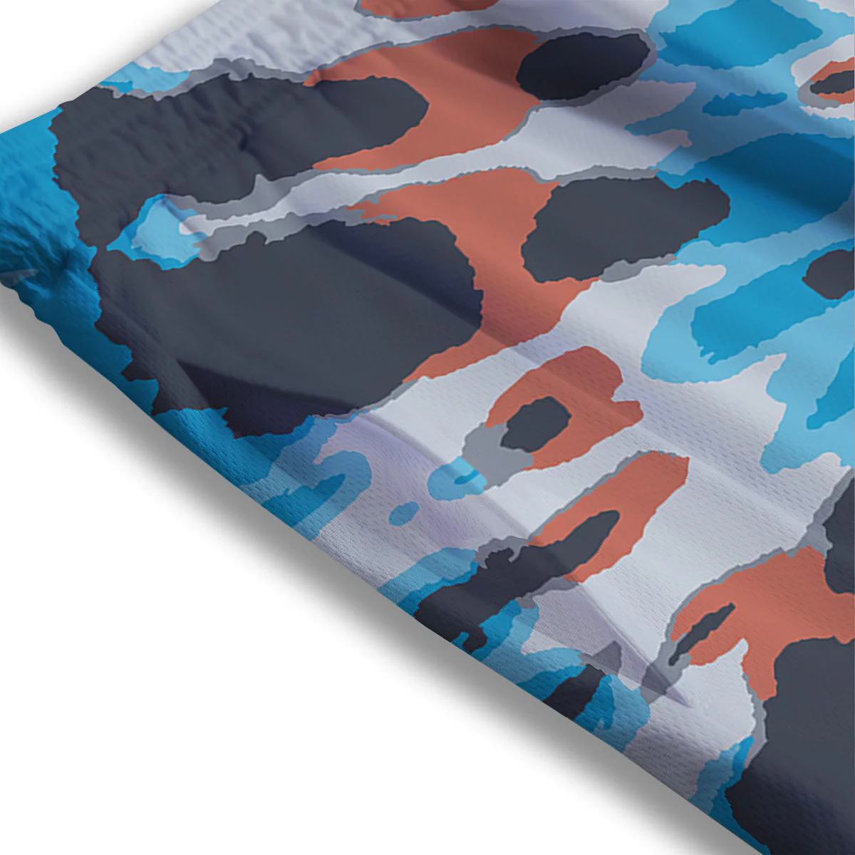 Tie Dye Orange And Blue Print Mesh Shorts - Image 3