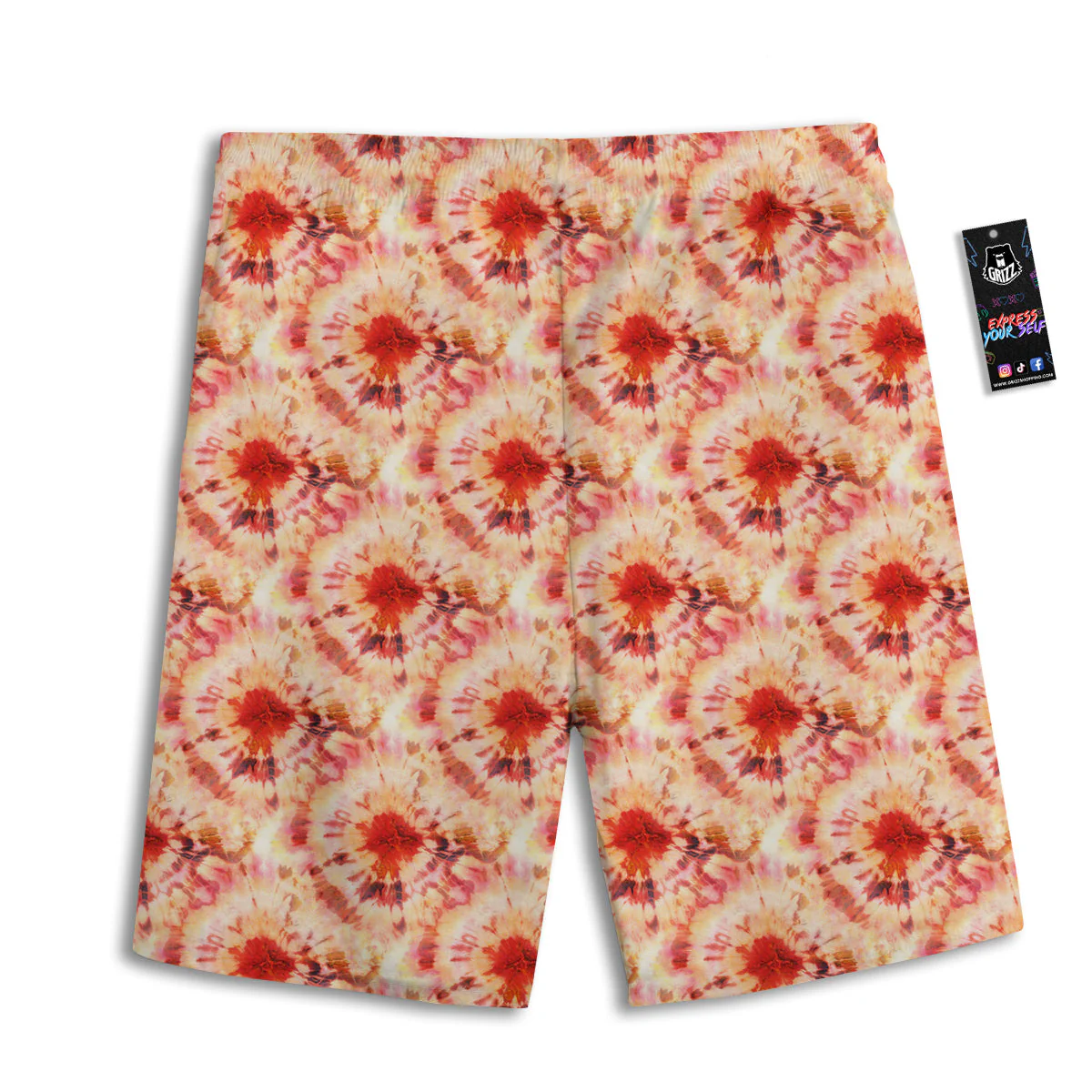 Tie Dye Orange And Red Color Print Men's Athletic Shorts - Image 2