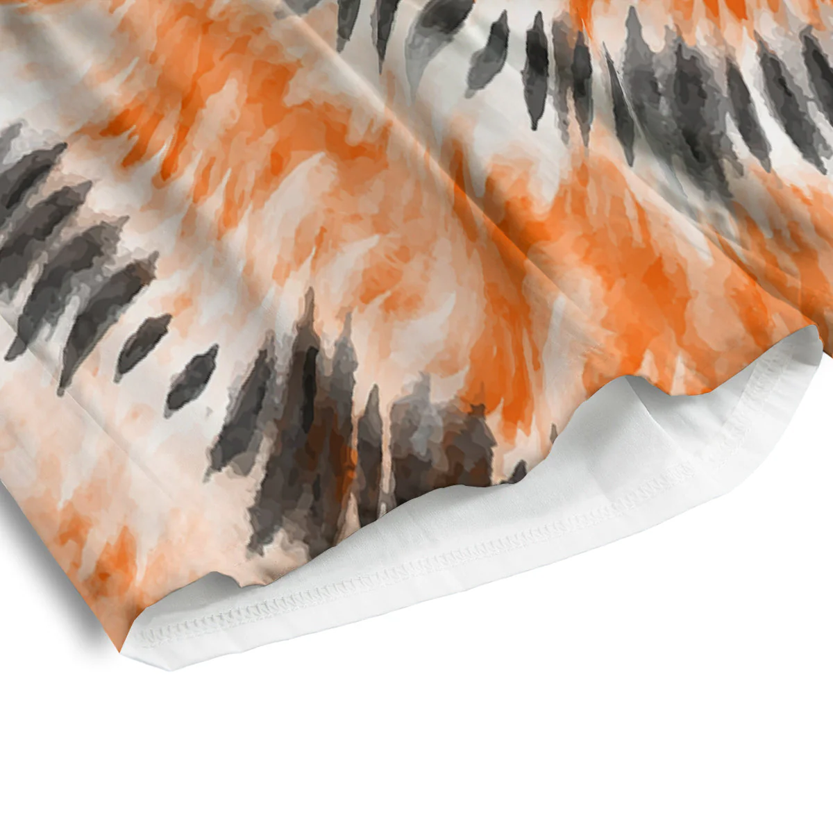 Tie Dye Orange Black Watercolor Print Men's Athletic Shorts - Image 4