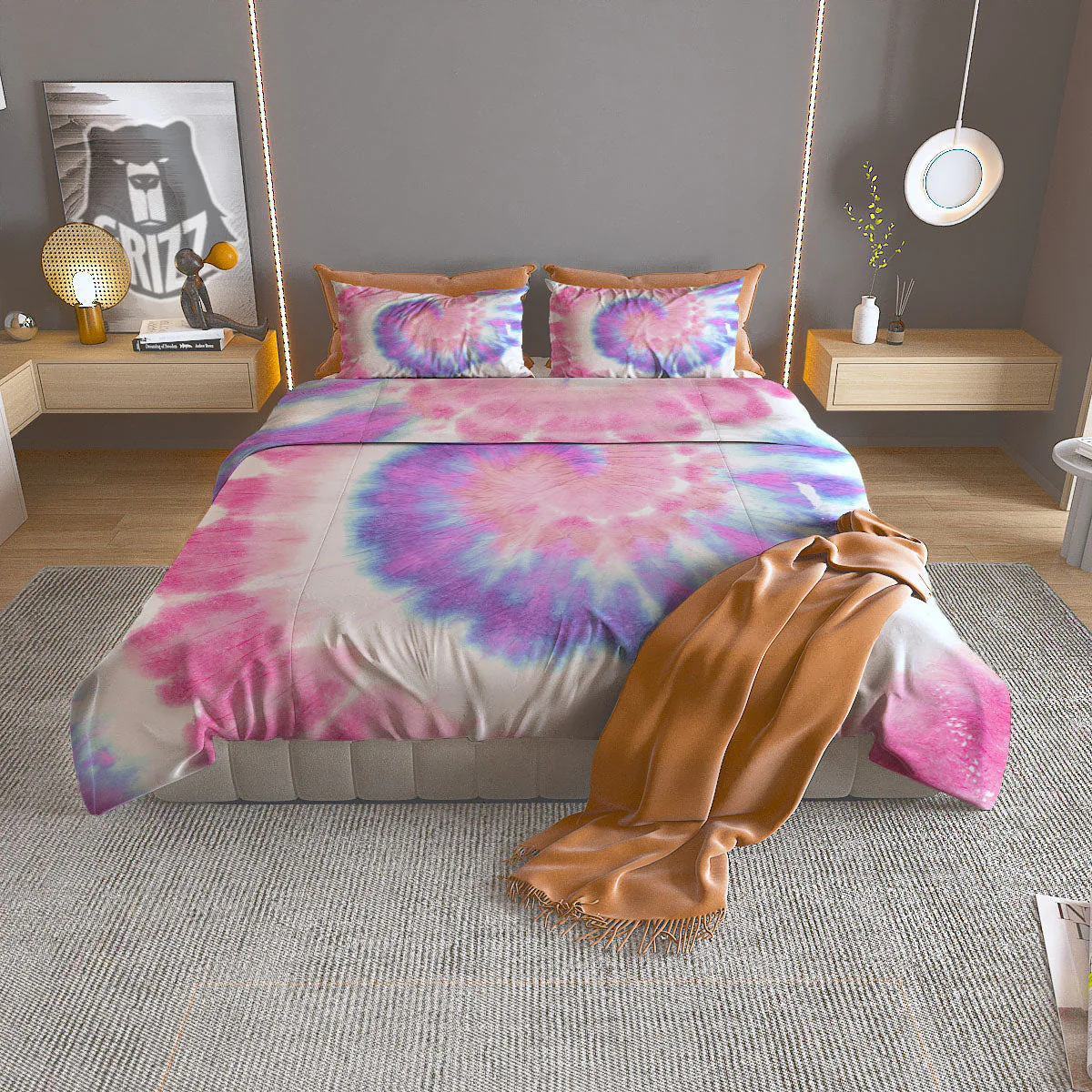 Tie Dye Pastel Spiral Print Duvet Cover Bedding Set