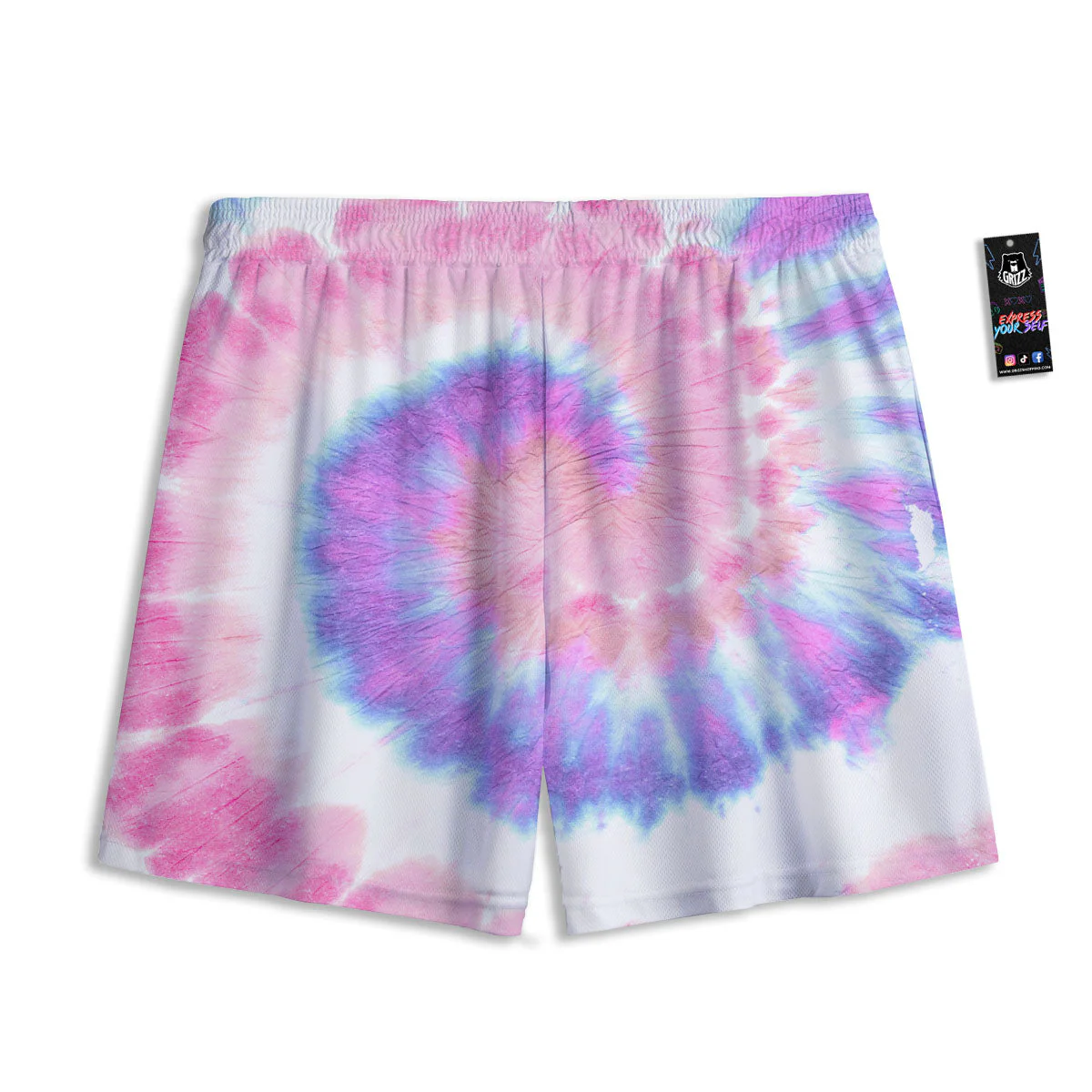 Tie Dye Pastel Spiral Print Mesh Shorts - Image 2