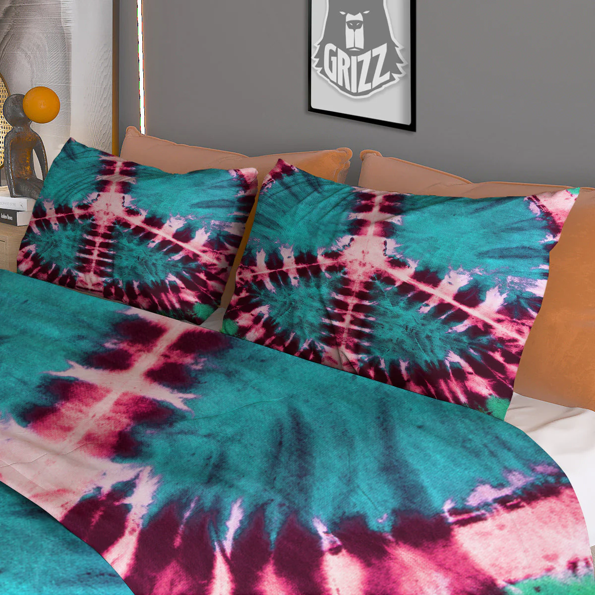 Tie Dye Peace Sign Print Duvet Cover Bedding Set - Image 3