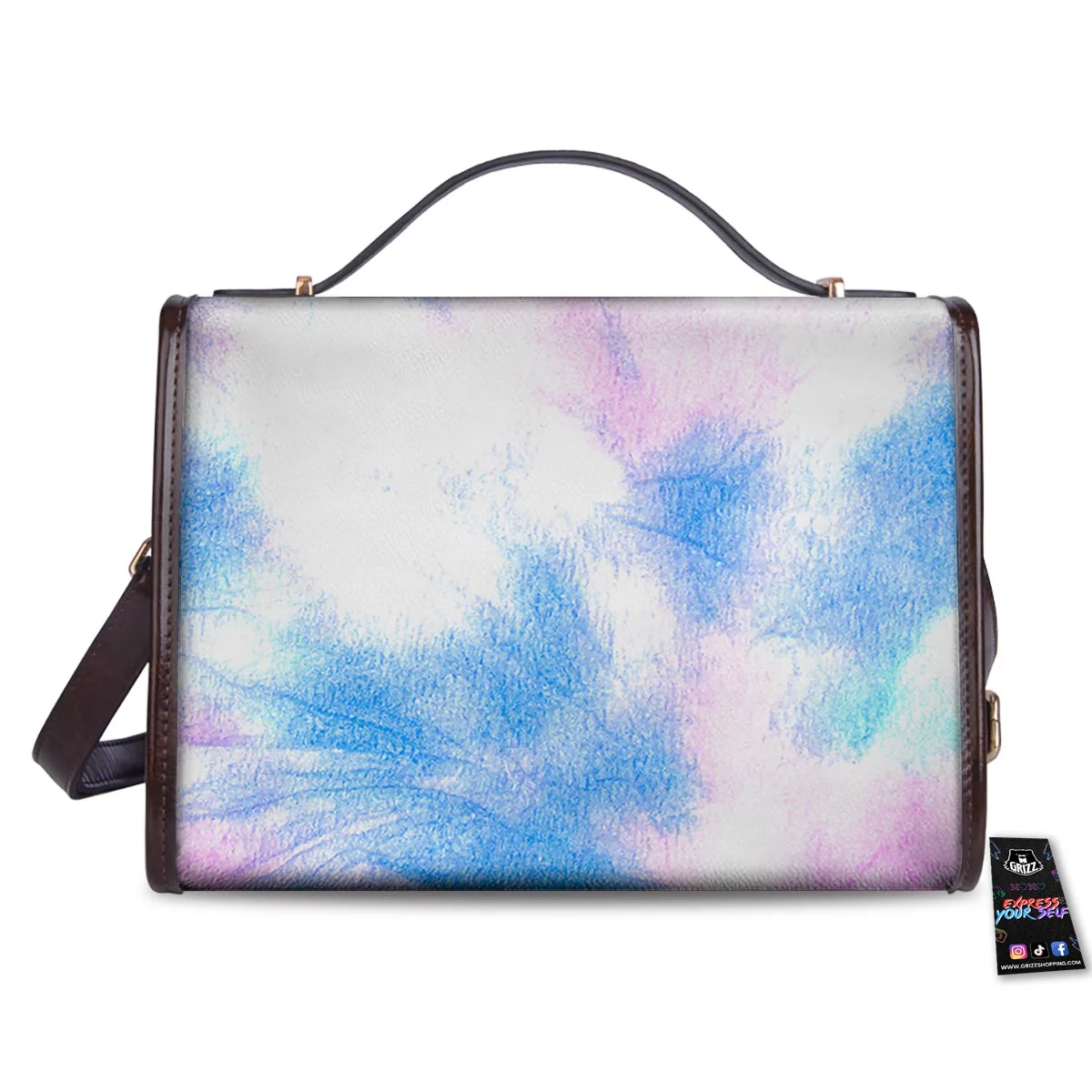 Tie Dye Pink And Teal Print Women's Satchel Bag - Image 2