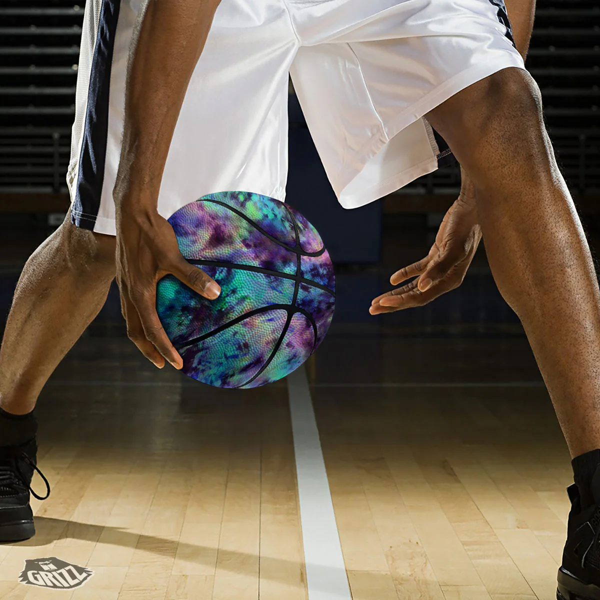Tie Dye Rainbow And Black Print Basketball - Image 3