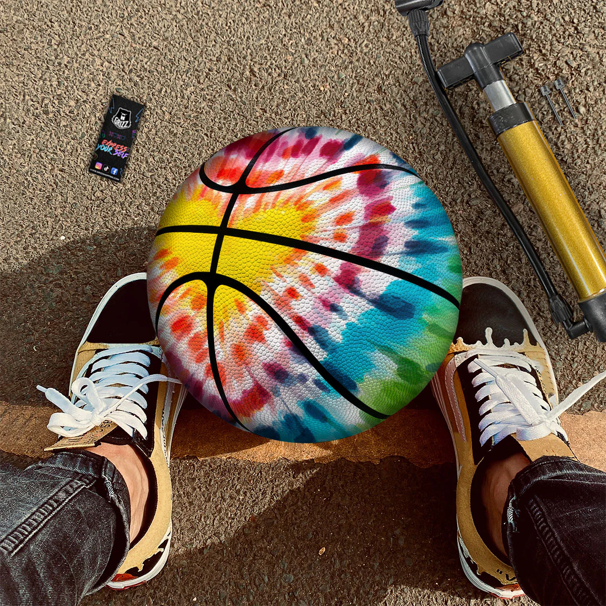 Tie Dye Rainbow Heart Print Basketball - Image 2