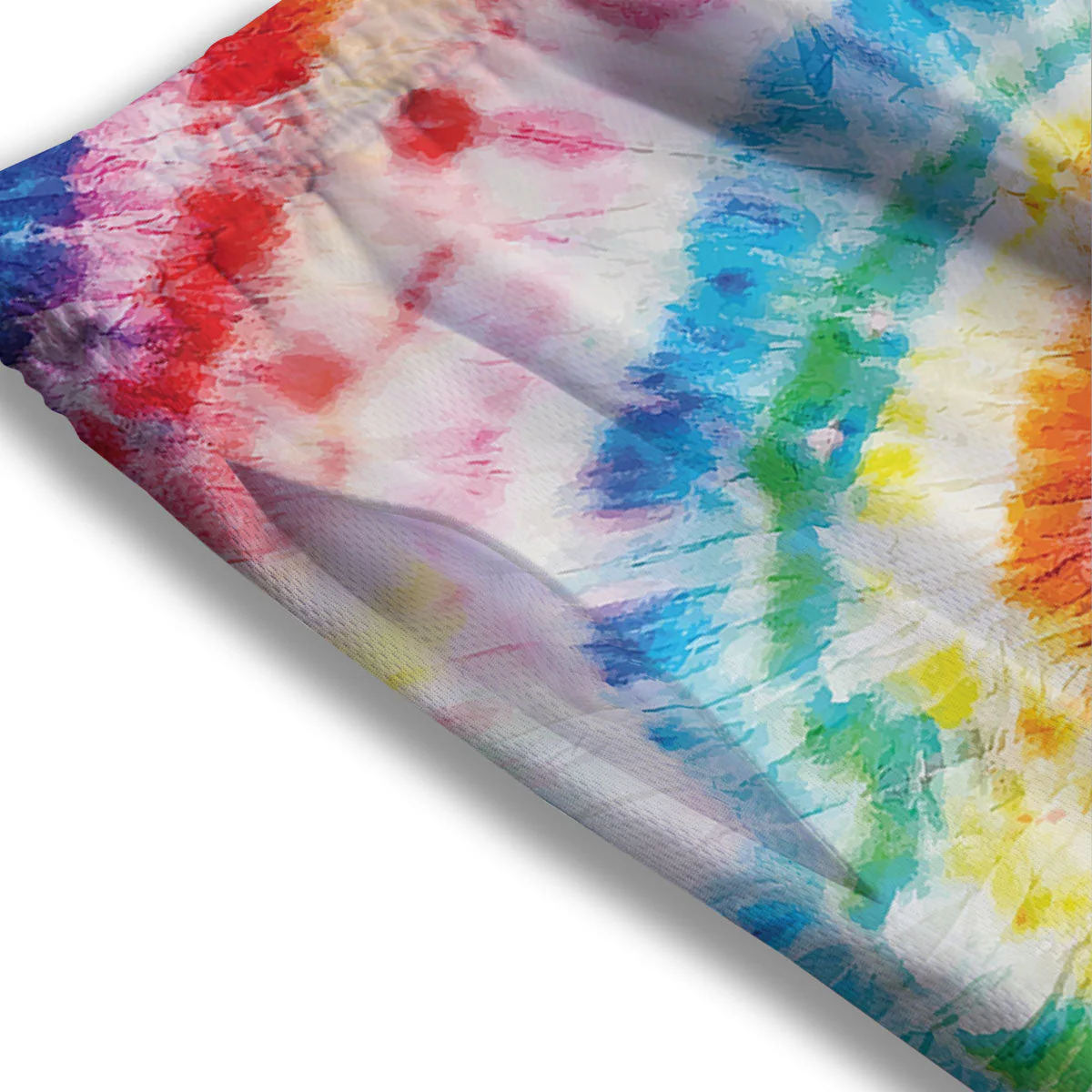 Tie Dye Rainbow Spiral Print Mesh Shorts - Image 3