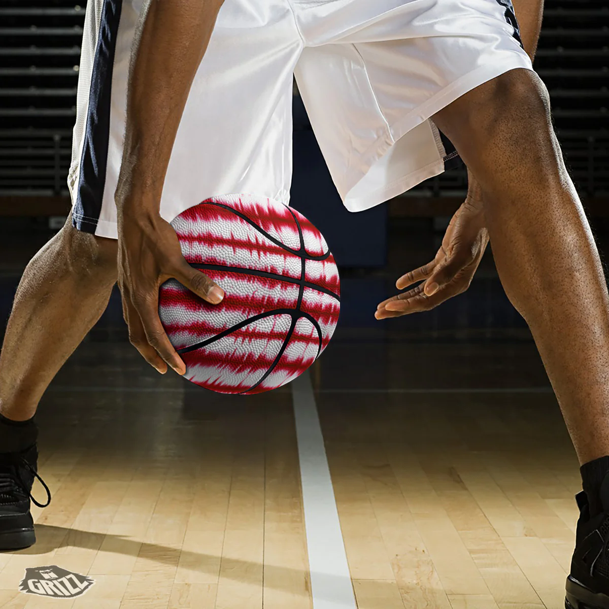Tie Dye Red Stripe Print Pattern Basketball - Image 3