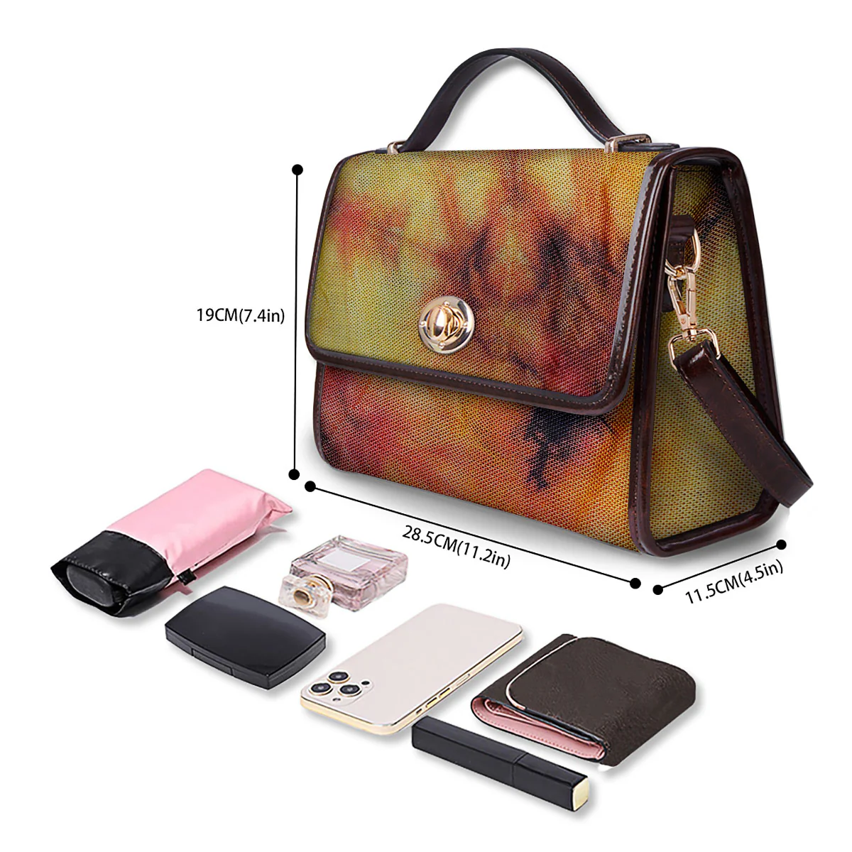 Tie Dye Red Yellow And Orange Print Women's Satchel Bag - Image 4